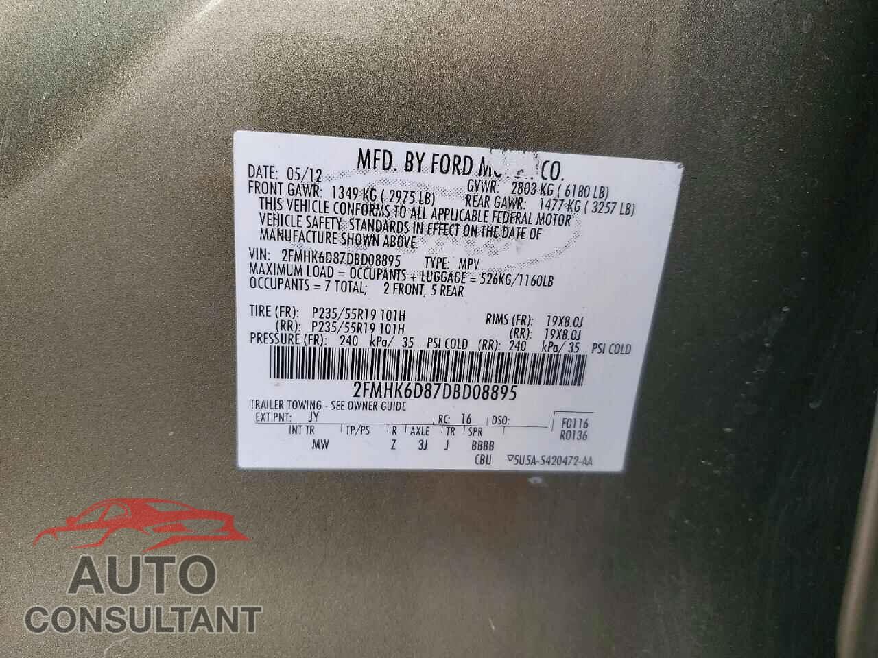 FORD FLEX 2013 - 2FMHK6D87DBD08895