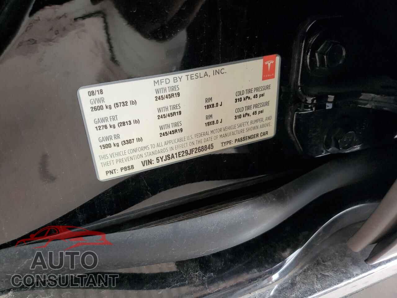 TESLA MODEL S 2018 - 5YJSA1E29JF268845