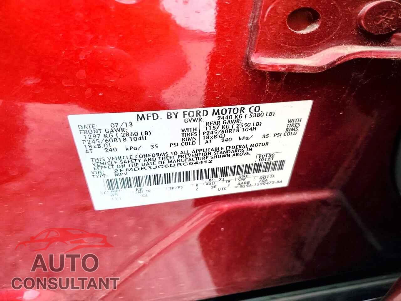 FORD EDGE 2013 - 2FMDK3JC6DBC64412