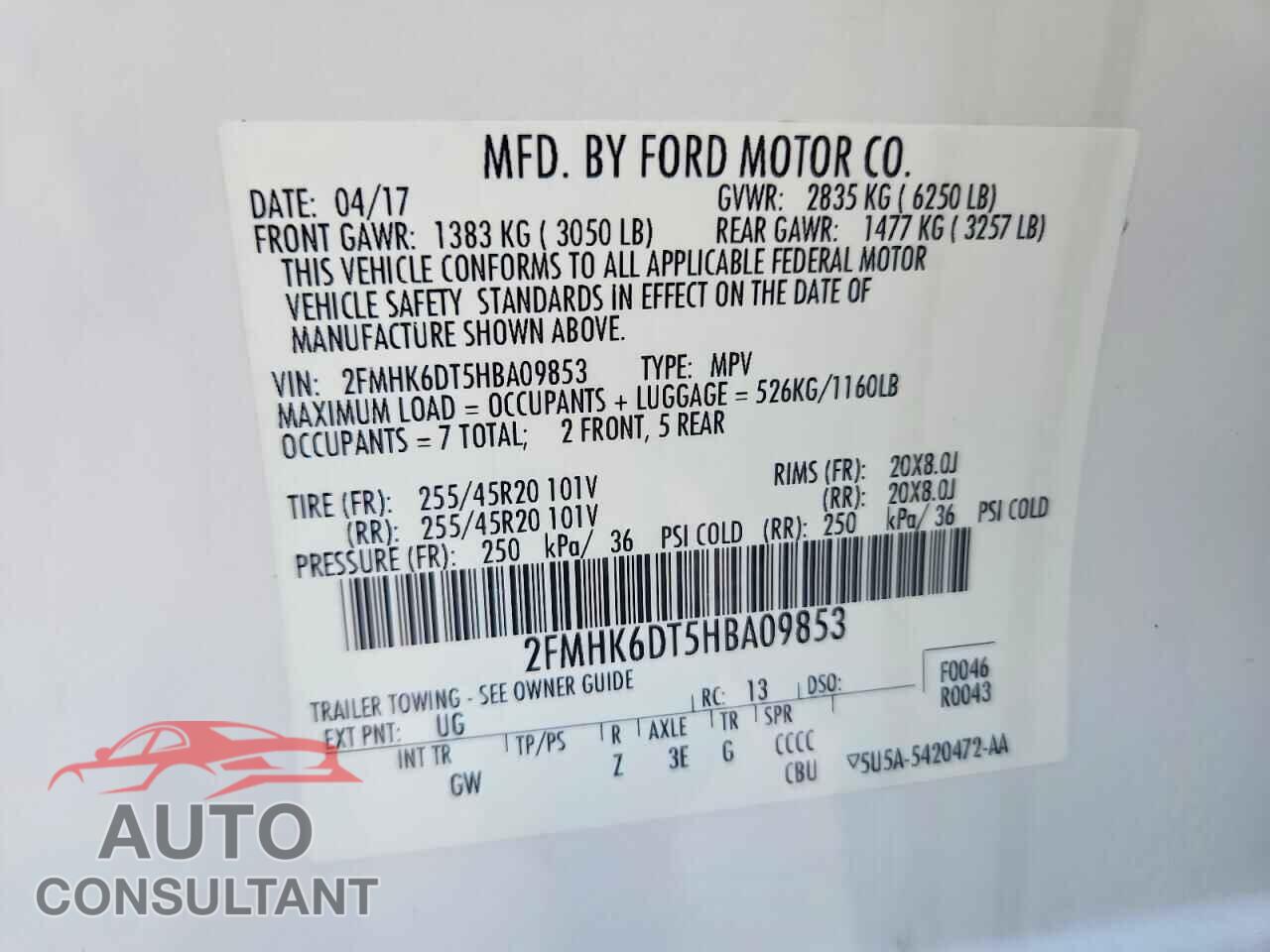 FORD FLEX 2017 - 2FMHK6DT5HBA09853