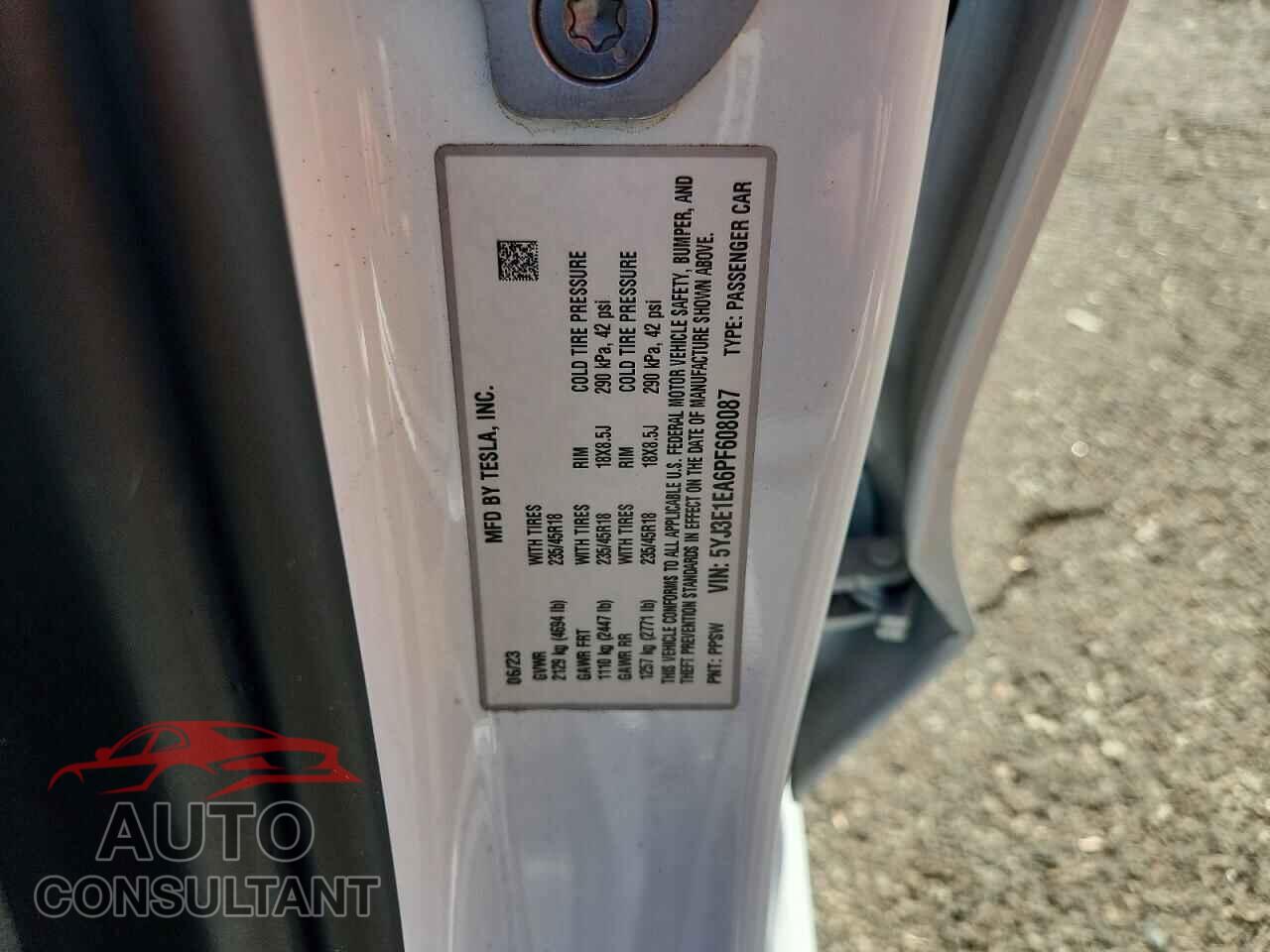 TESLA MODEL 3 2023 - 5YJ3E1EA6PF608087
