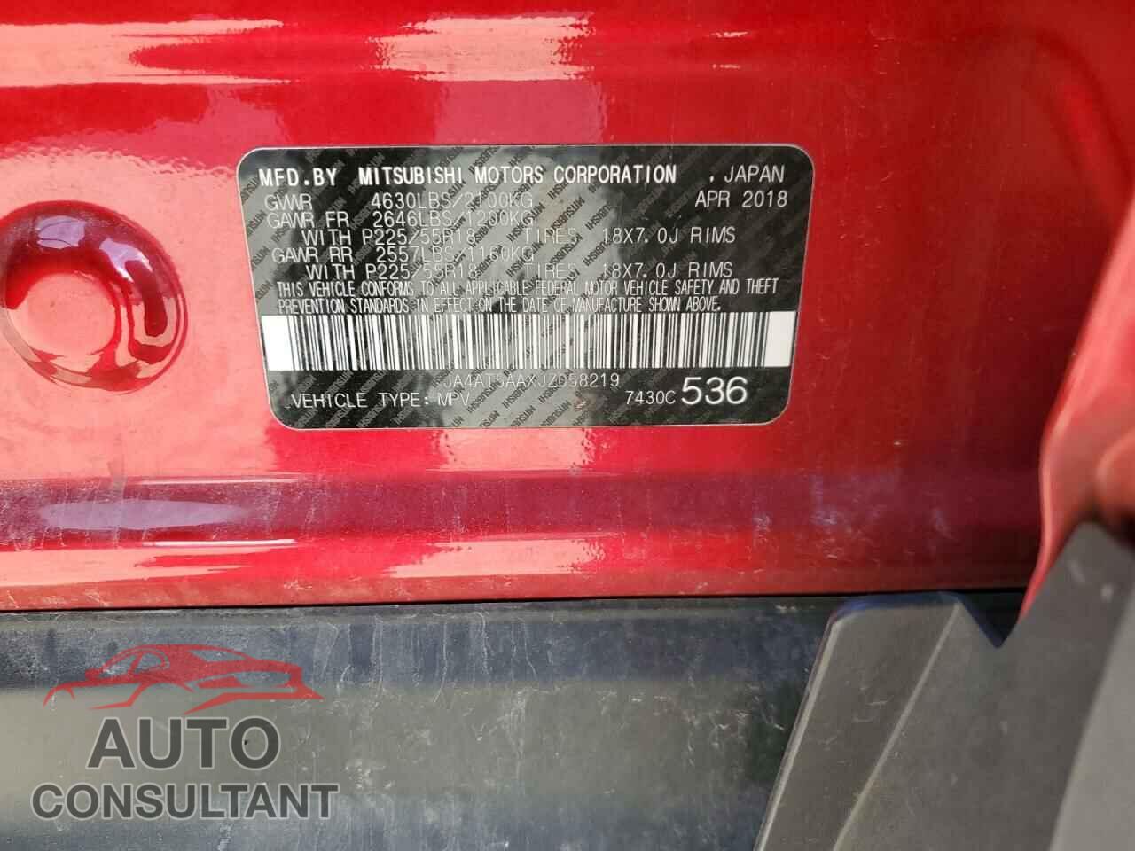 MITSUBISHI ECLIPSE 2018 - JA4AT5AAXJZ058219