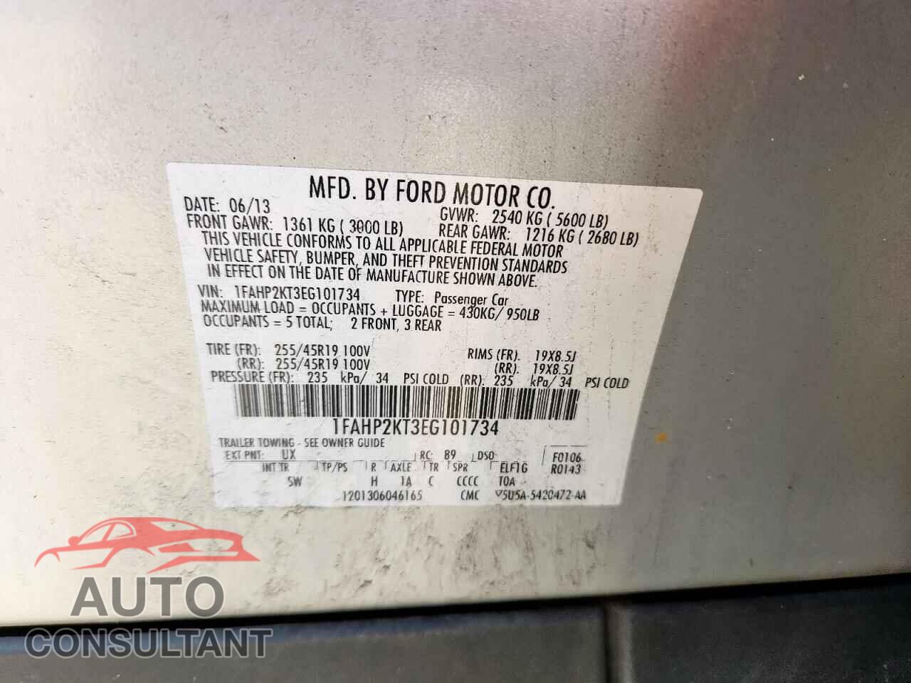 FORD TAURUS 2014 - 1FAHP2KT3EG101734