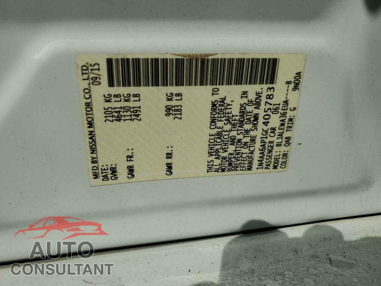 NISSAN MAXIMA 2016 - 1N4AA6AP1GC405783