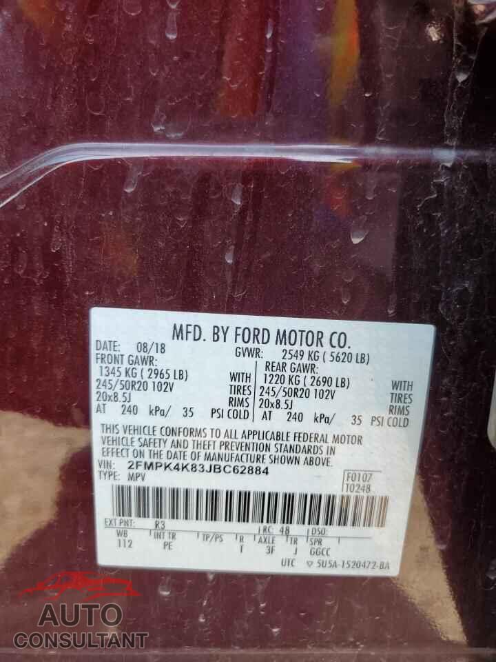 FORD EDGE 2018 - 2FMPK4K83JBC62884