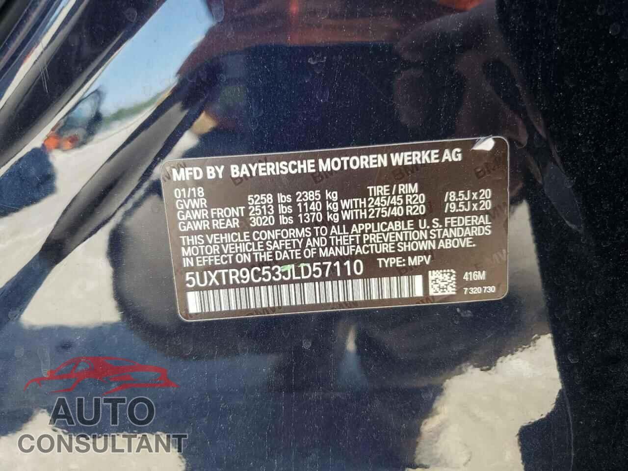 BMW X3 2018 - 5UXTR9C53JLD57110