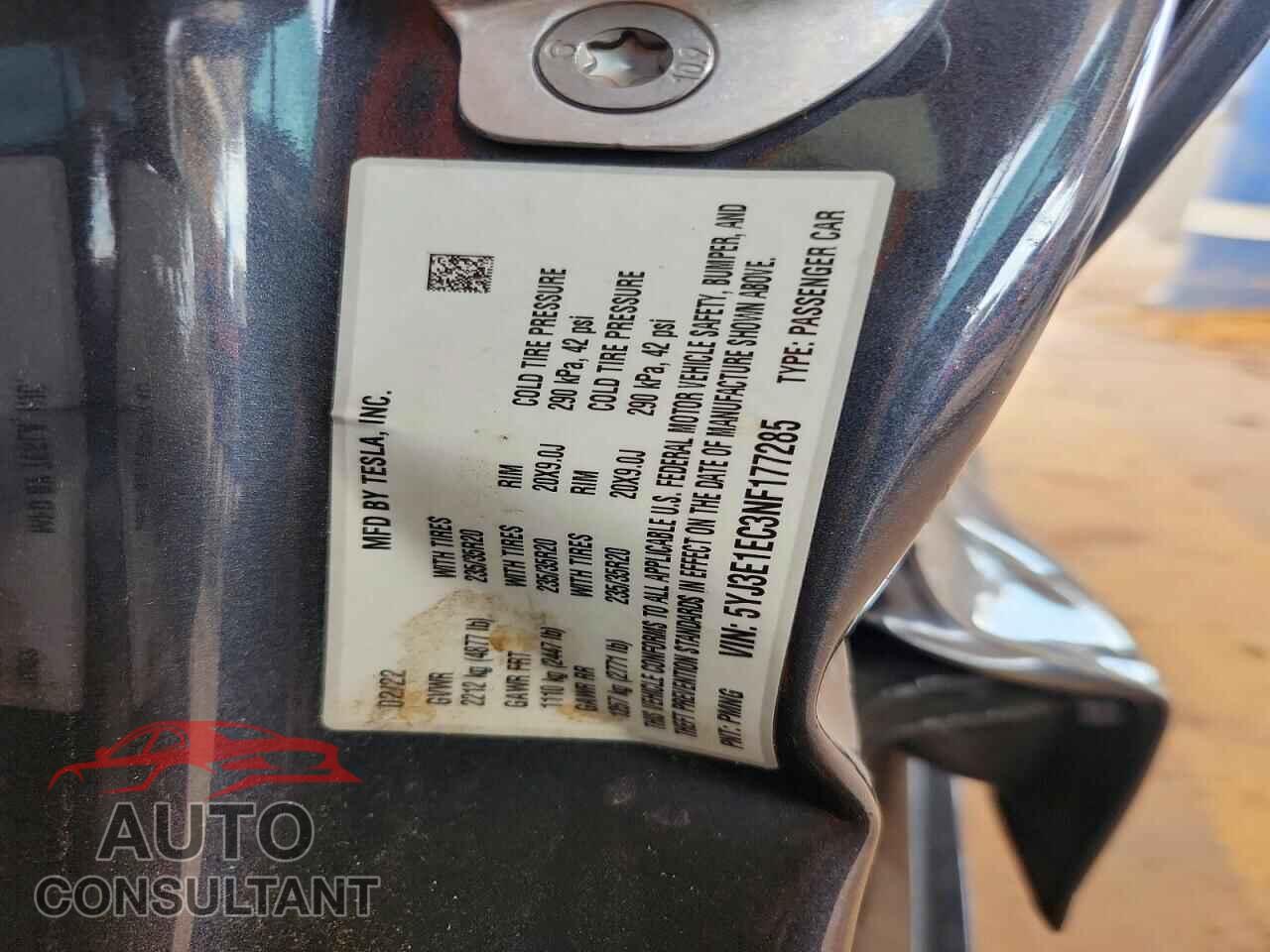 TESLA MODEL 3 2022 - 5YJ3E1EC3NF177285