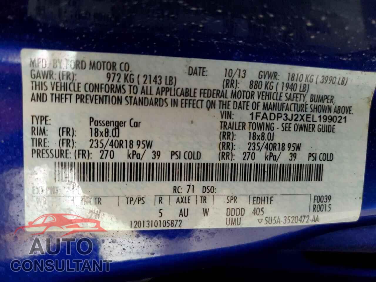 FORD FOCUS 2014 - 1FADP3J2XEL199021