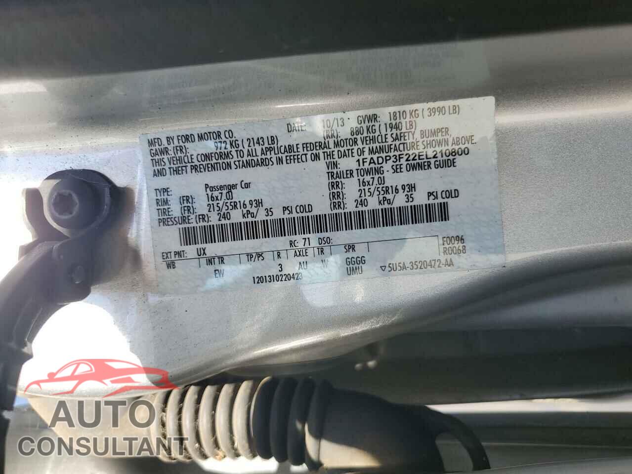 FORD FOCUS 2014 - 1FADP3F22EL210800