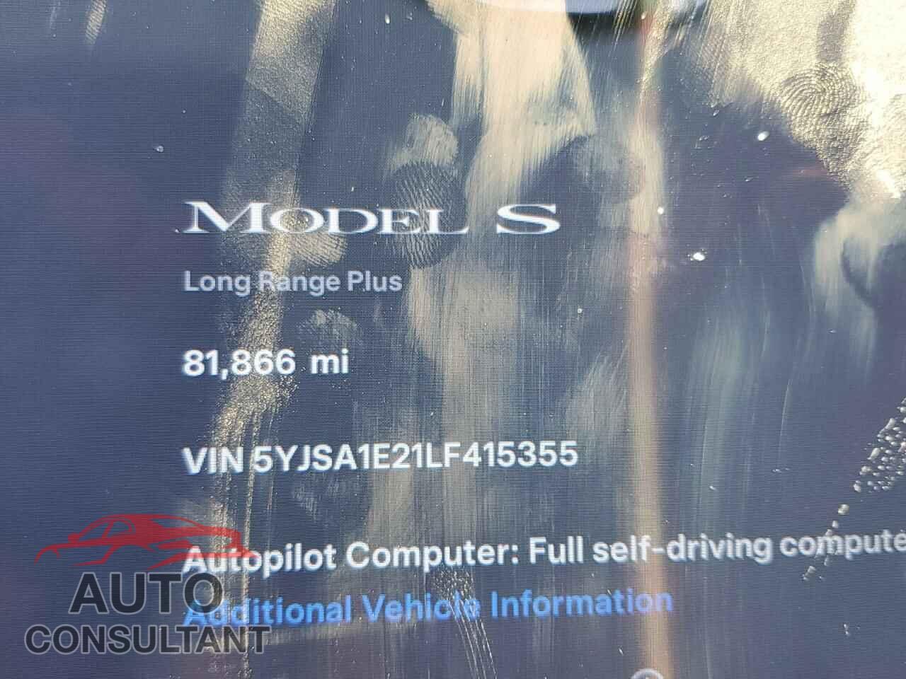 TESLA MODEL S 2020 - 5YJSA1E21LF415355