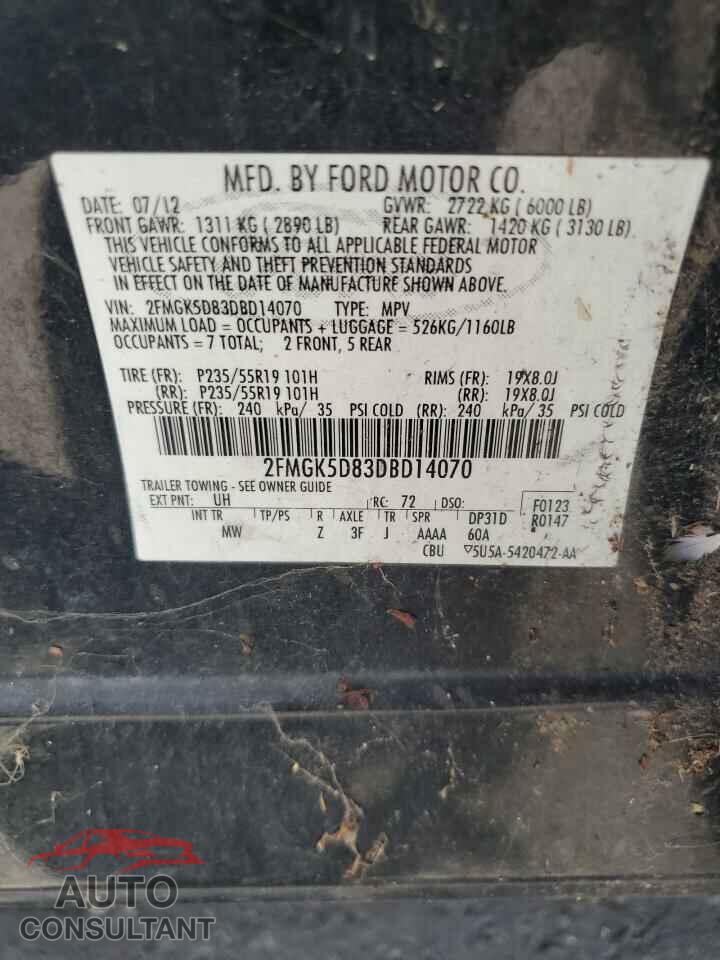 FORD FLEX 2013 - 2FMGK5D83DBD14070