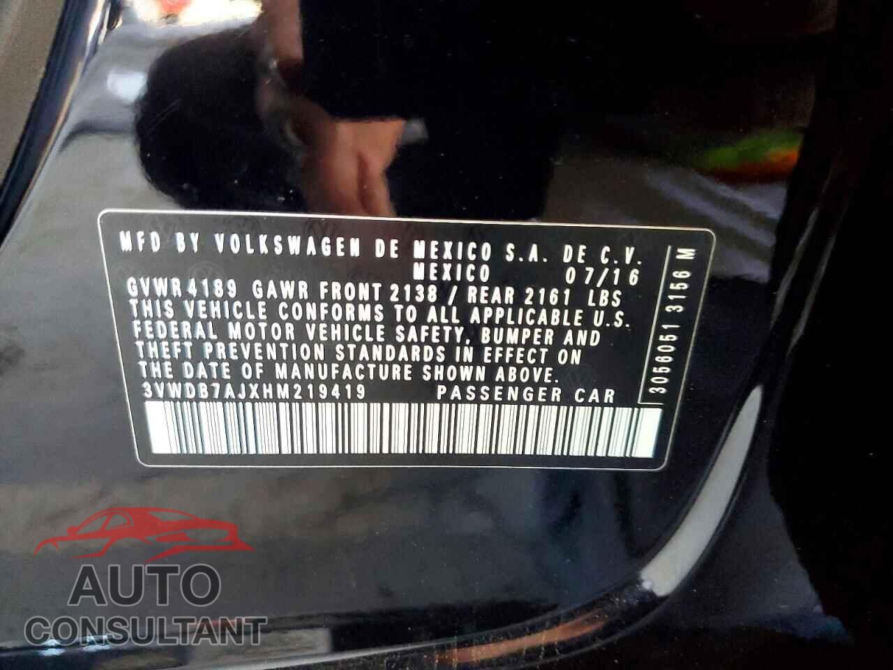 VOLKSWAGEN JETTA 2017 - 3VWDB7AJXHM219419