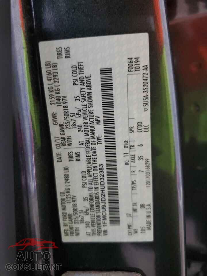 FORD ESCAPE 2017 - 1FMCU9JD2HUD32383