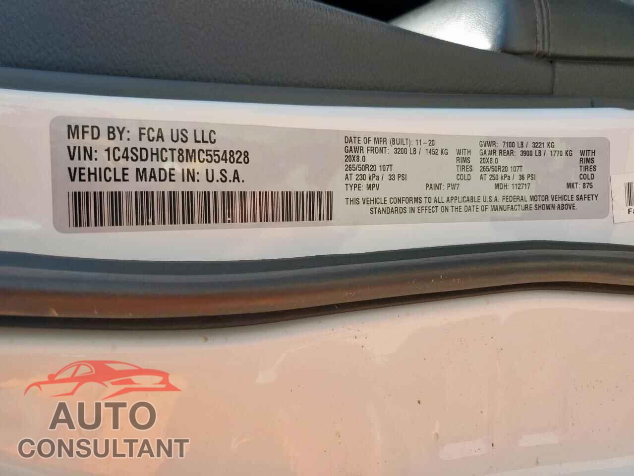 DODGE DURANGO 2021 - 1C4SDHCT8MC554828