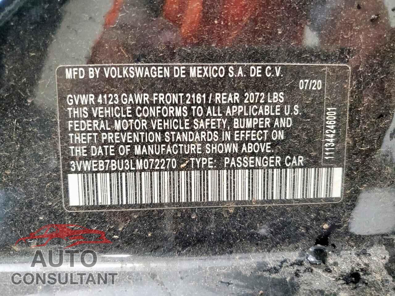VOLKSWAGEN JETTA 2020 - 3VWEB7BU3LM072270