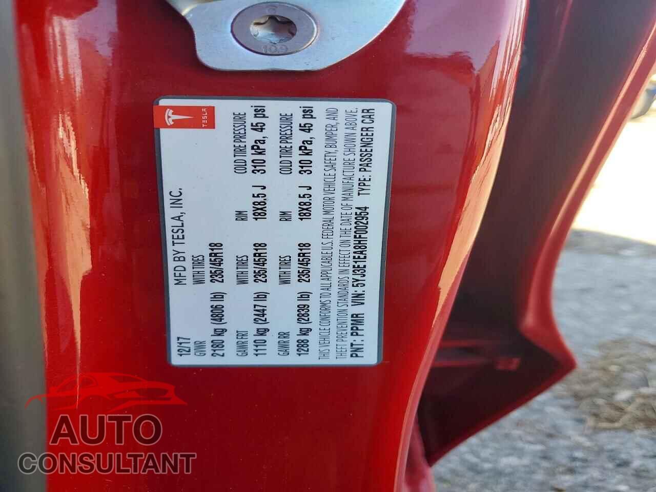TESLA MODEL 3 2017 - 5YJ3E1EA8HF002954