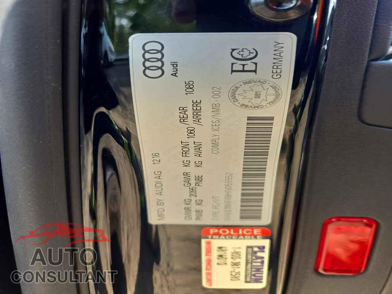 AUDI A4 2017 - WAULMAF48HN055552