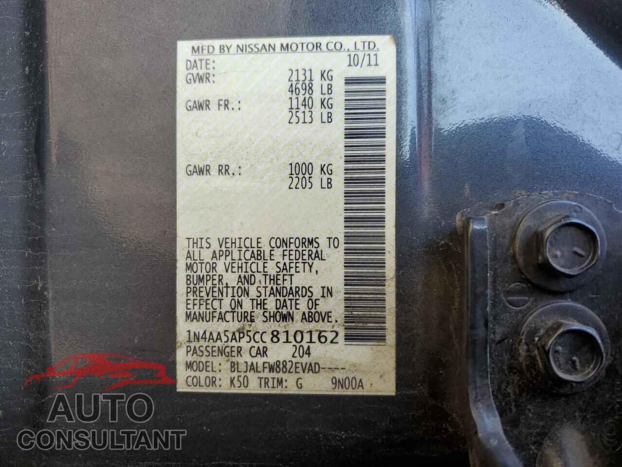 NISSAN MAXIMA 2012 - 1N4AA5AP5CC810162