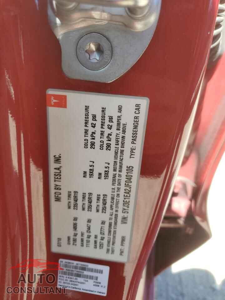 TESLA MODEL 3 2018 - 5YJ3E1EA2JF040105