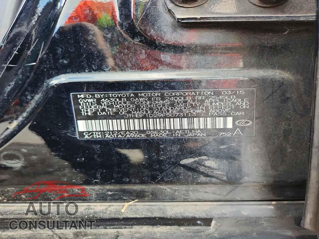 LEXUS IS 2015 - JTHBF1D29F5073113