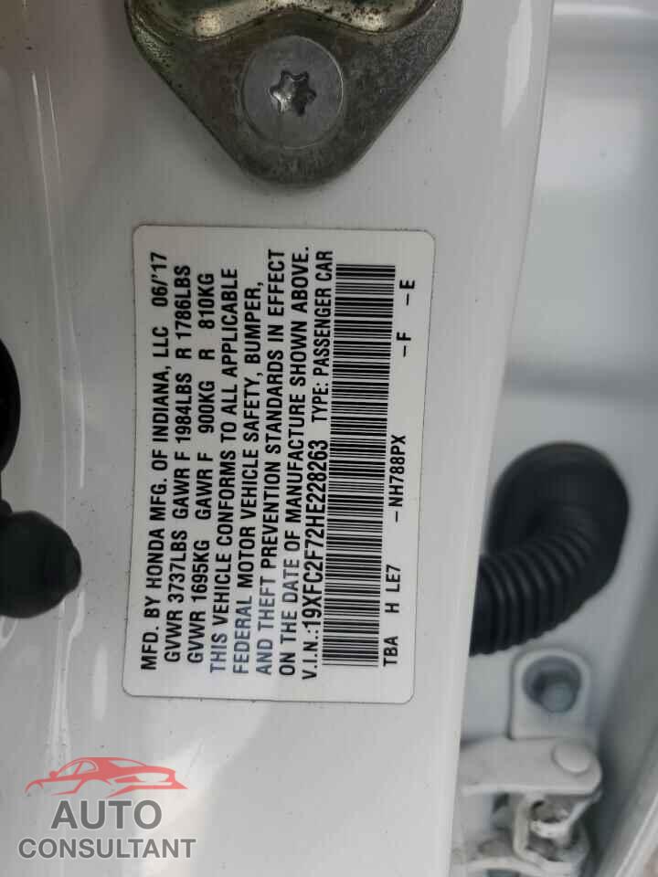 HONDA CIVIC 2017 - 19XFC2F72HE228263