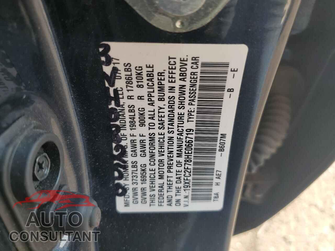HONDA CIVIC 2017 - 19XFC2F78HE066719