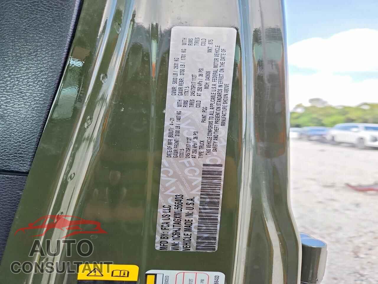 JEEP GLADIATOR 2021 - 1C6HJTAGXML566403