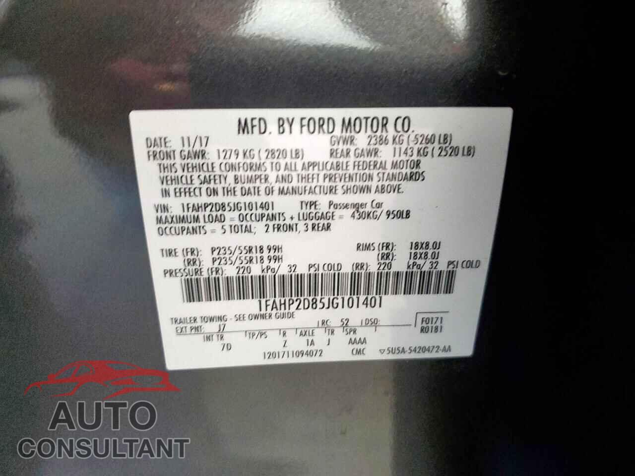 FORD TAURUS 2018 - 1FAHP2D85JG101401