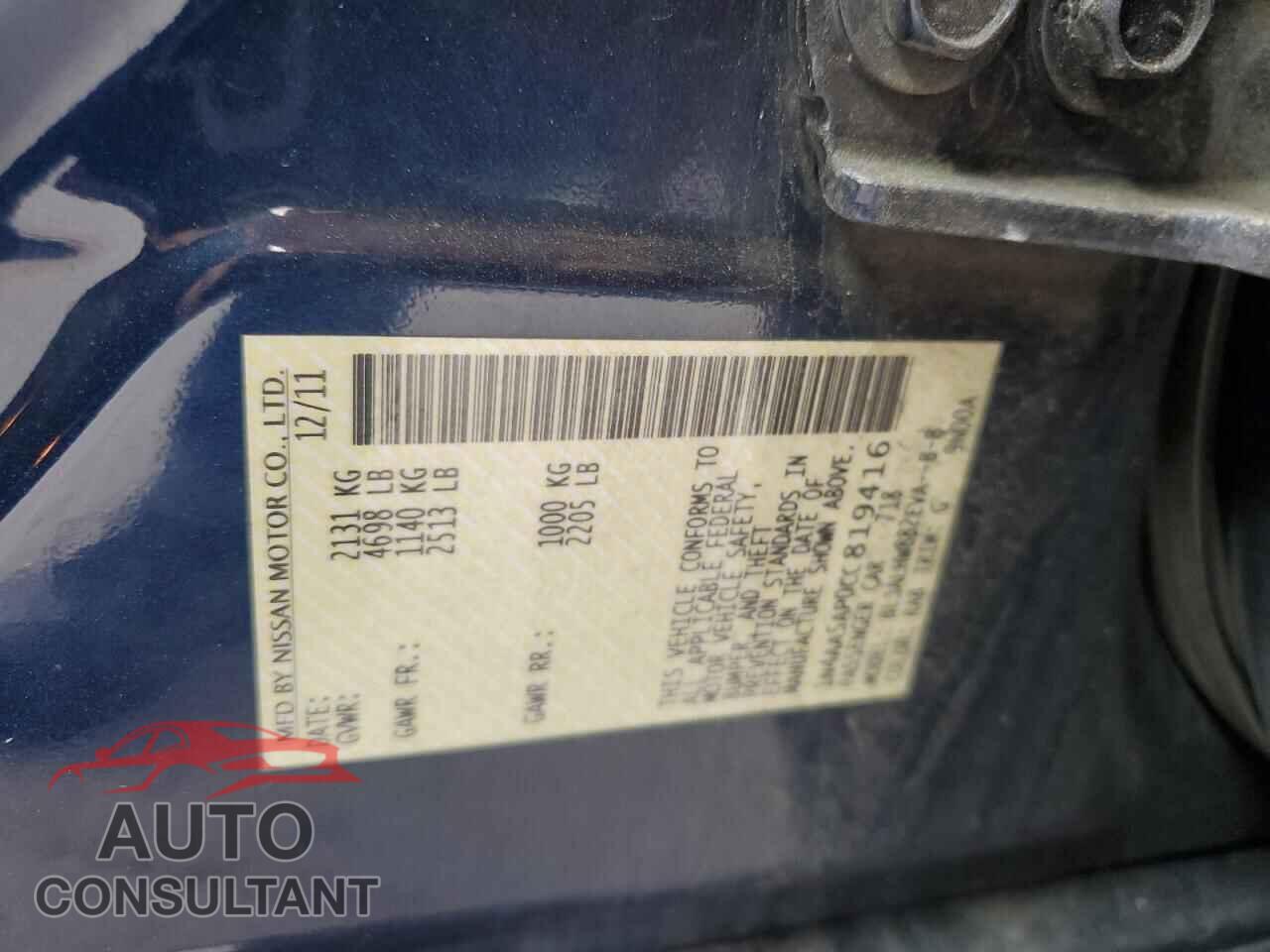NISSAN MAXIMA 2012 - 1N4AA5AP0CC819416