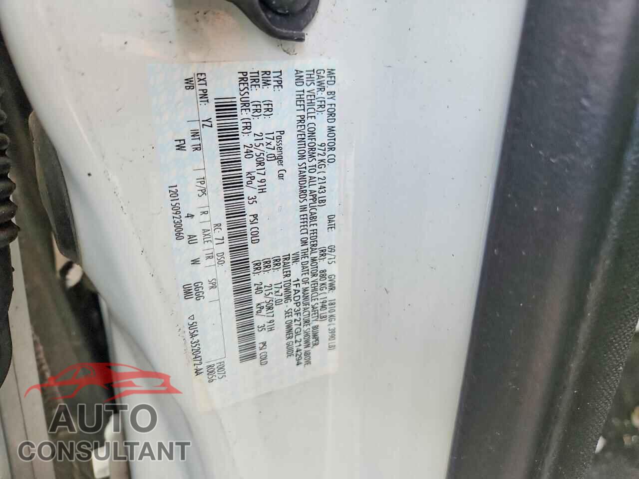 FORD FOCUS 2016 - 1FADP3F27GL214294