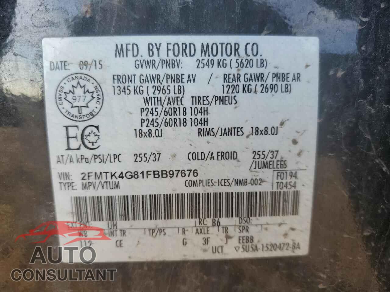 FORD EDGE 2015 - 2FMTK4G81FBB97676