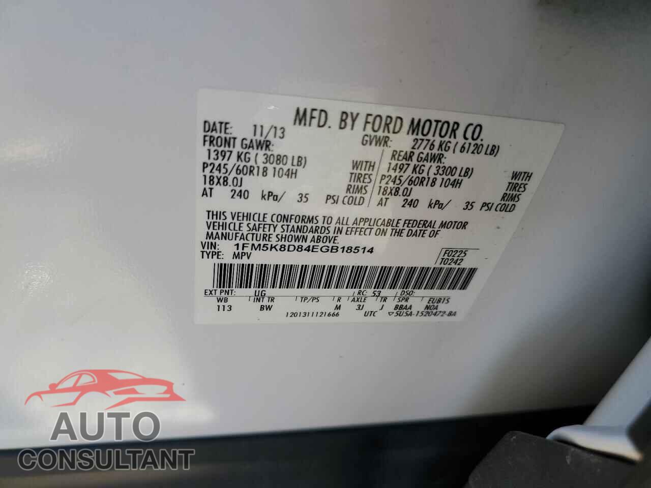 FORD EXPLORER 2014 - 1FM5K8D84EGB18514
