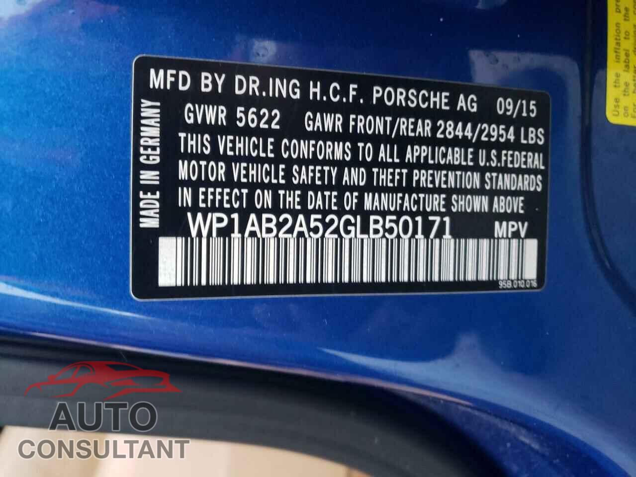PORSCHE MACAN 2016 - WP1AB2A52GLB50171