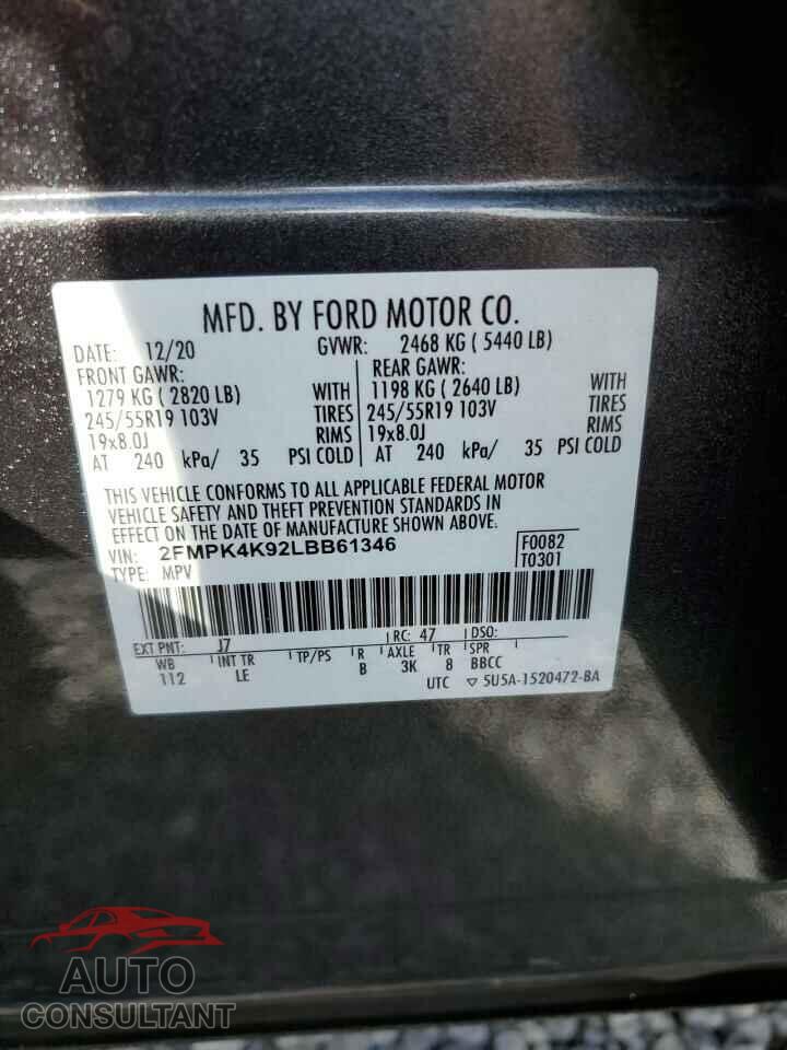 FORD EDGE 2020 - 2FMPK4K92LBB61346