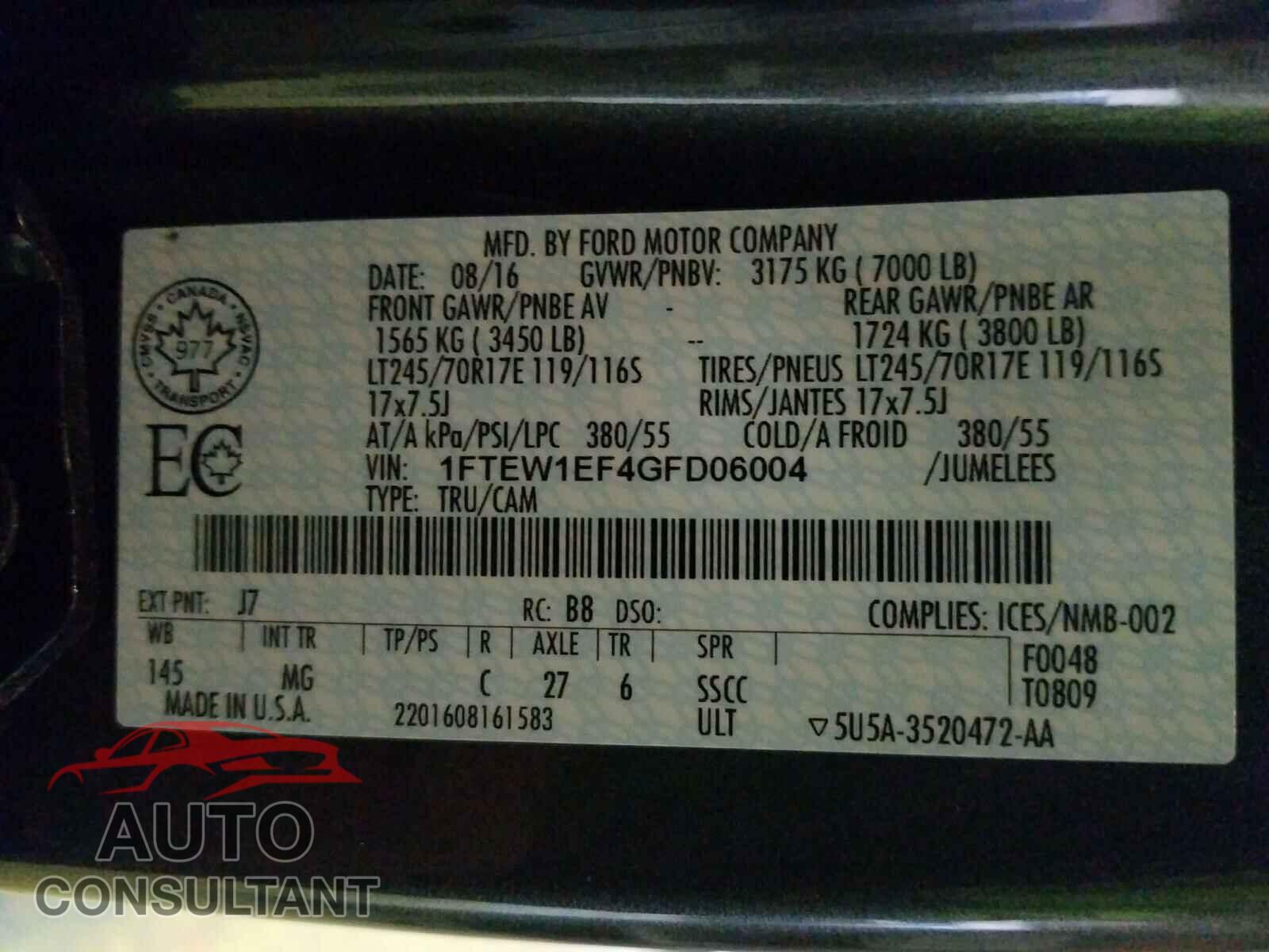 FORD F150 2016 - 1FTEW1EF4GFD06004