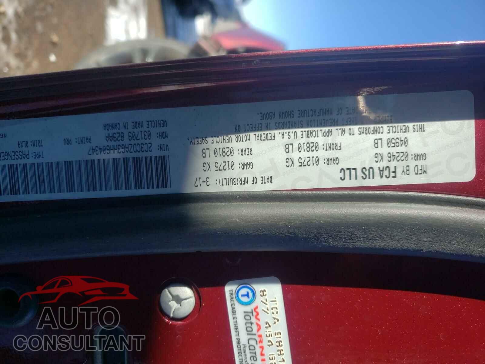 DODGE CHALLENGER 2017 - 2C3CDZAG3HH604347
