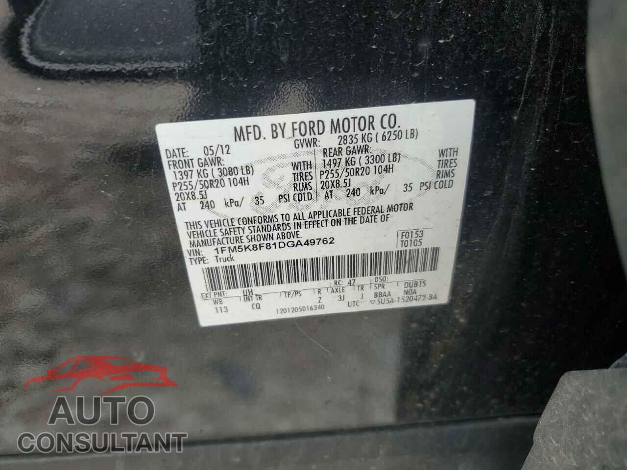 FORD EXPLORER 2013 - 1FM5K8F81DGA49762