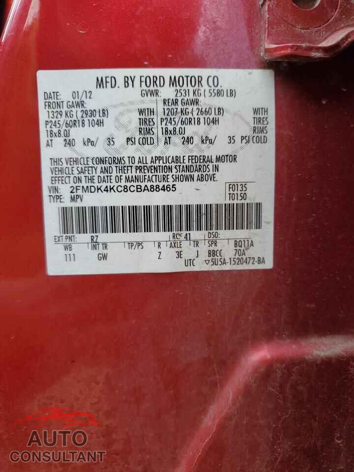 FORD EDGE 2012 - 2FMDK4KC8CBA88465