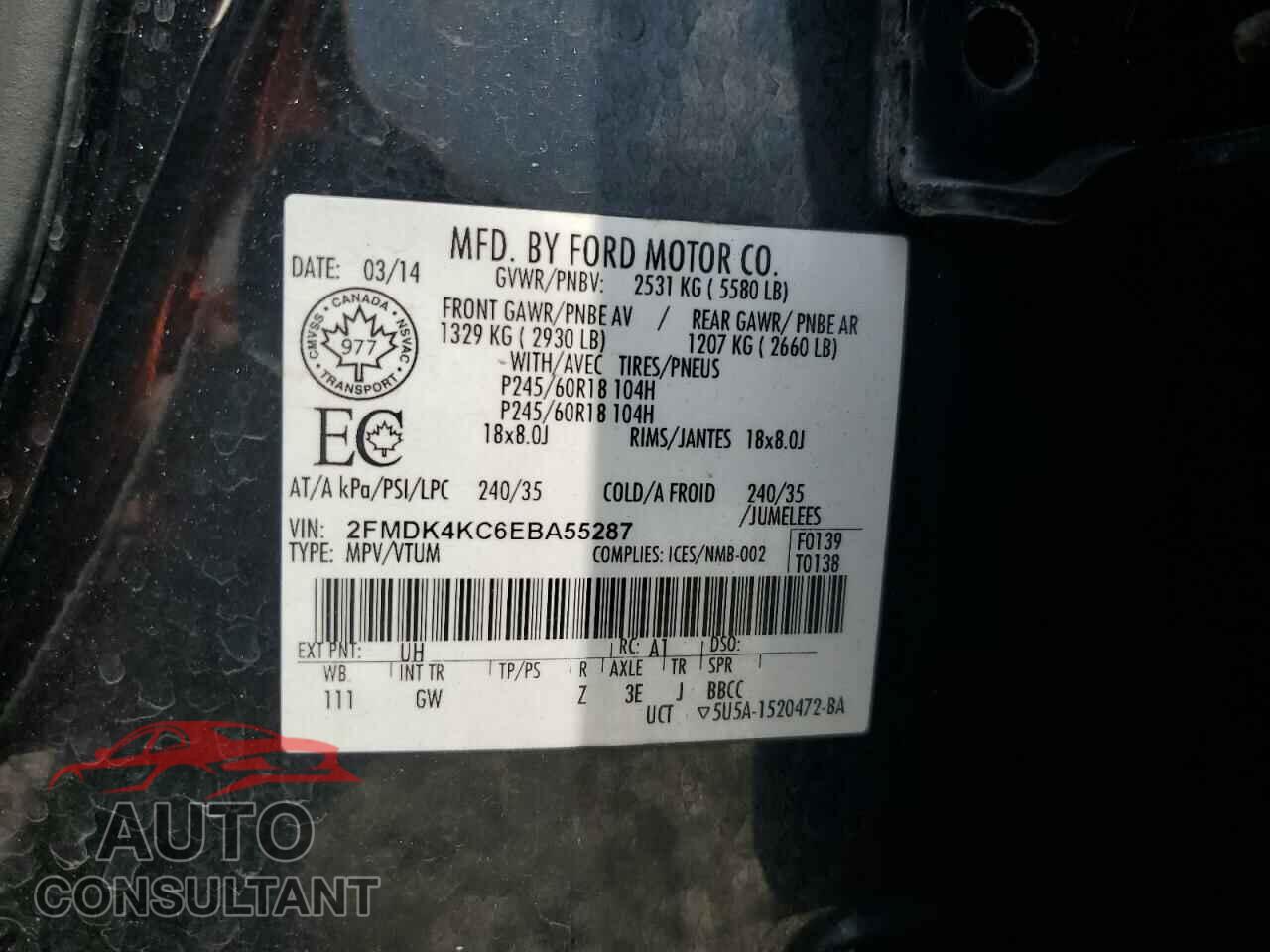 FORD EDGE 2014 - 2FMDK4KC6EBA55287