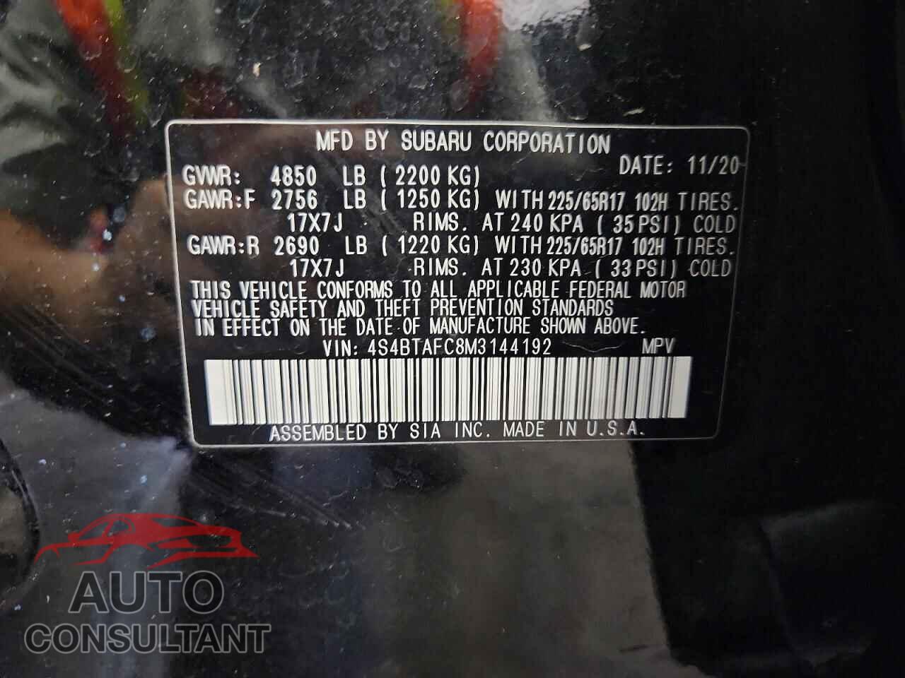 SUBARU OUTBACK 2021 - 4S4BTAFC8M3144192