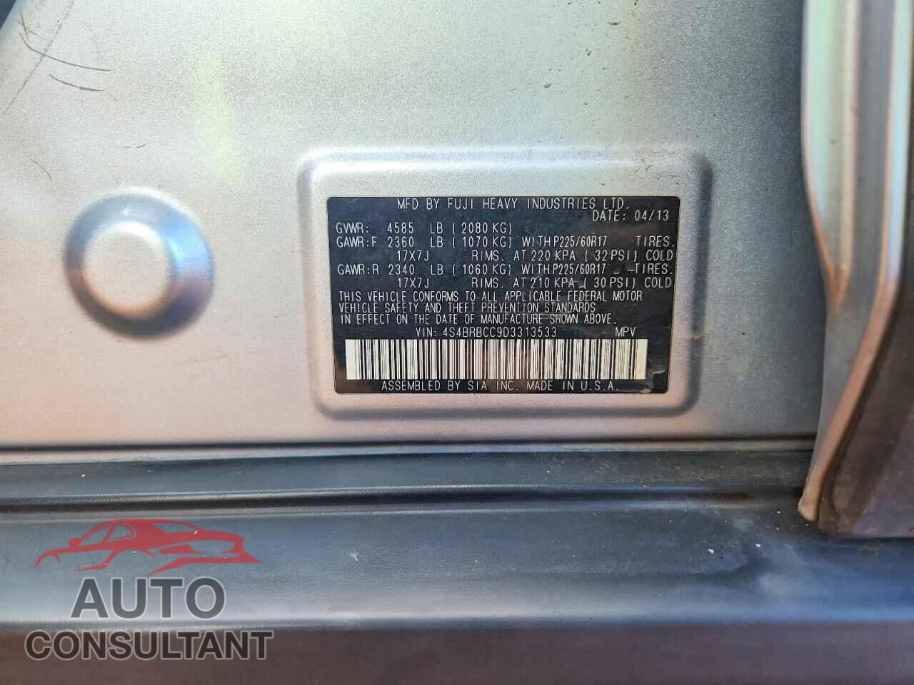 SUBARU OUTBACK 2013 - 4S4BRBCC9D3313533