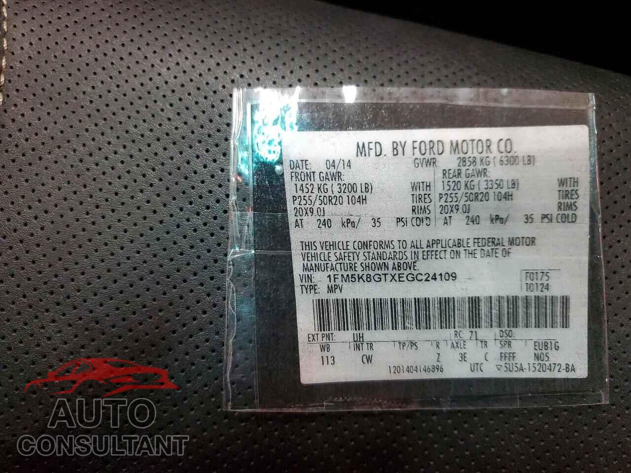 FORD EXPLORER 2014 - 1FM5K8GTXEGC24109