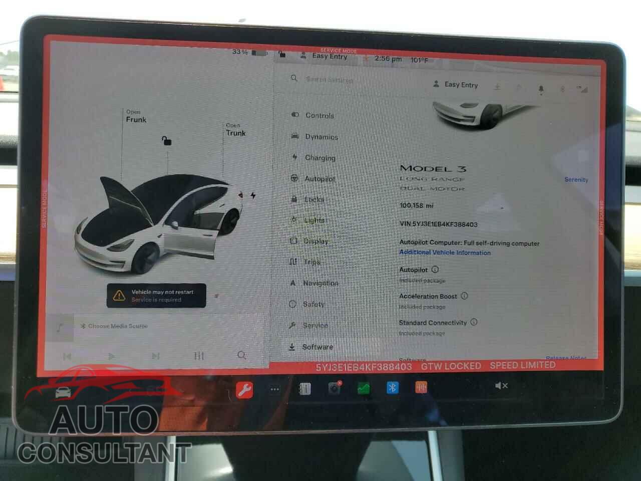 TESLA MODEL 3 2019 - 5YJ3E1EB4KF388403