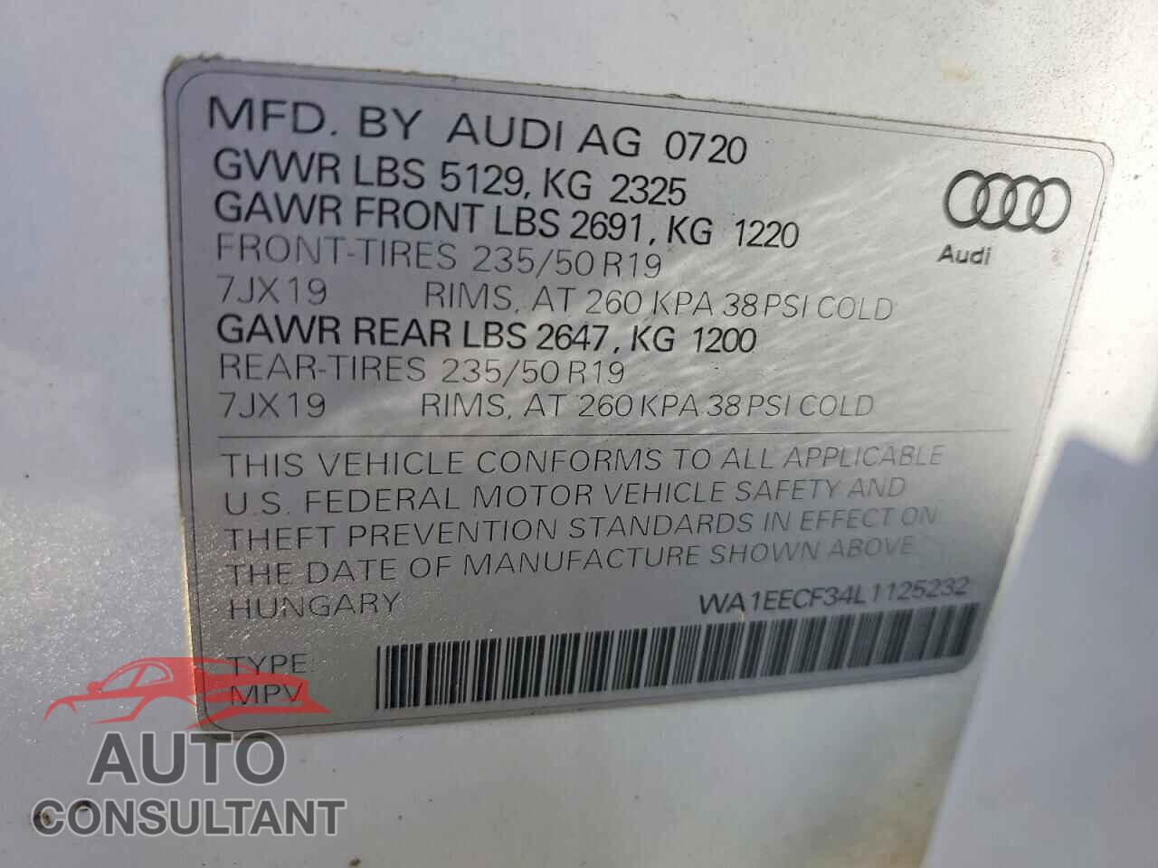 AUDI Q3 2020 - WA1EECF34L1125232