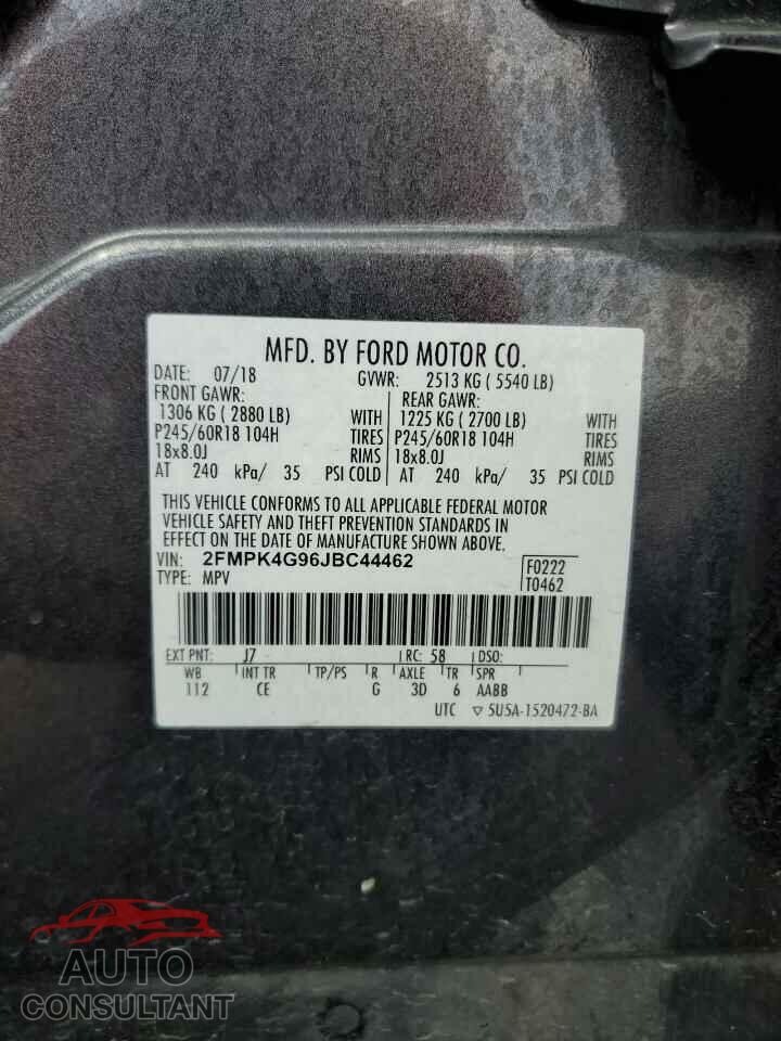 FORD EDGE 2018 - 2FMPK4G96JBC44462