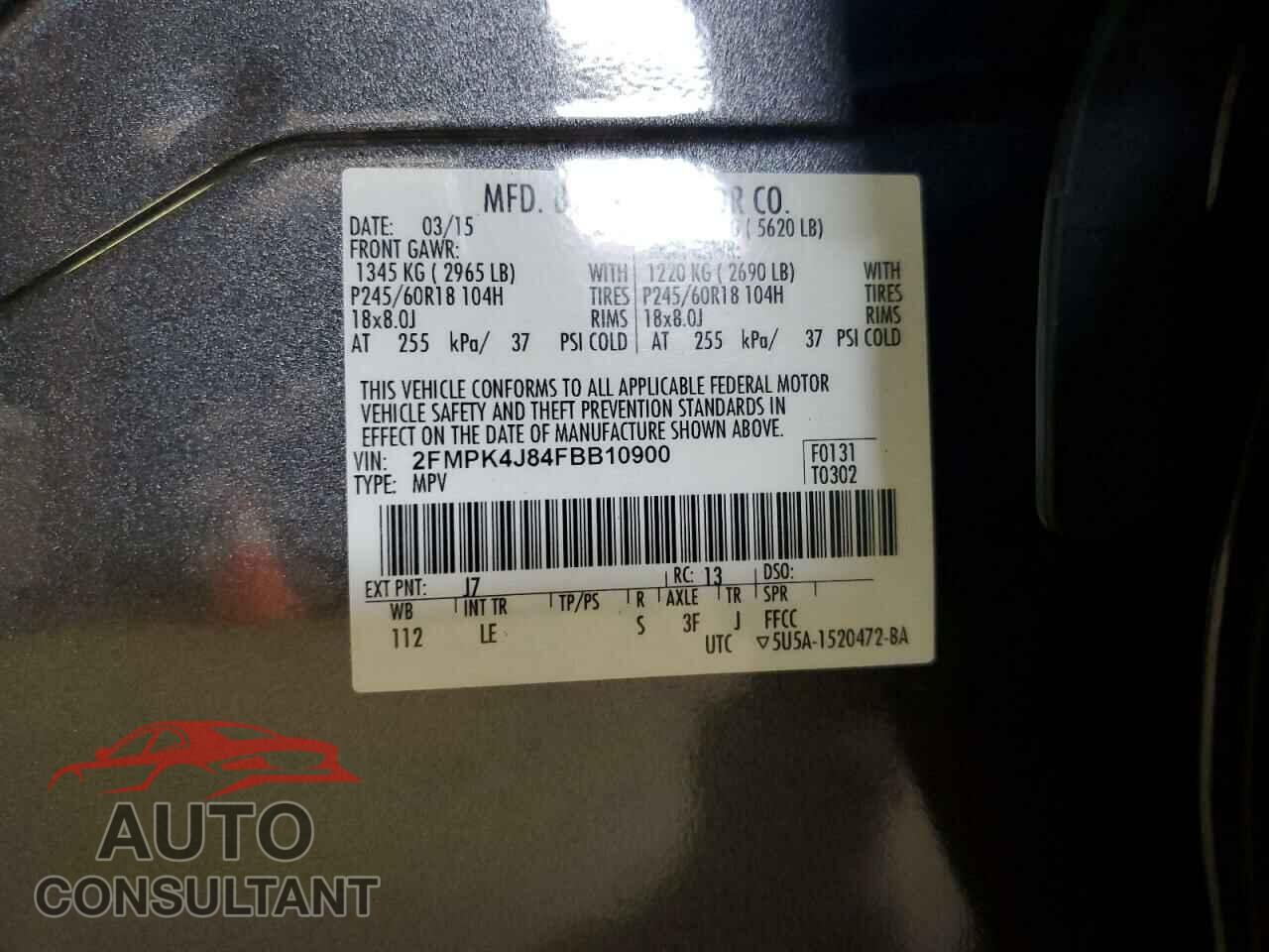 FORD EDGE 2015 - 2FMPK4J84FBB10900