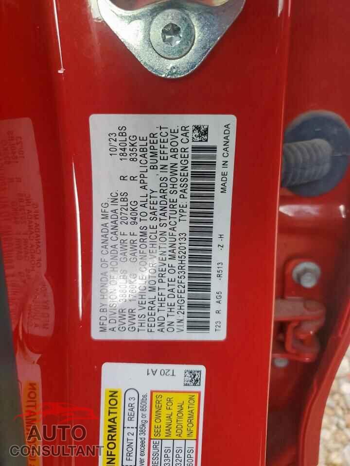 HONDA CIVIC 2024 - 2HGFE2F53RH520133
