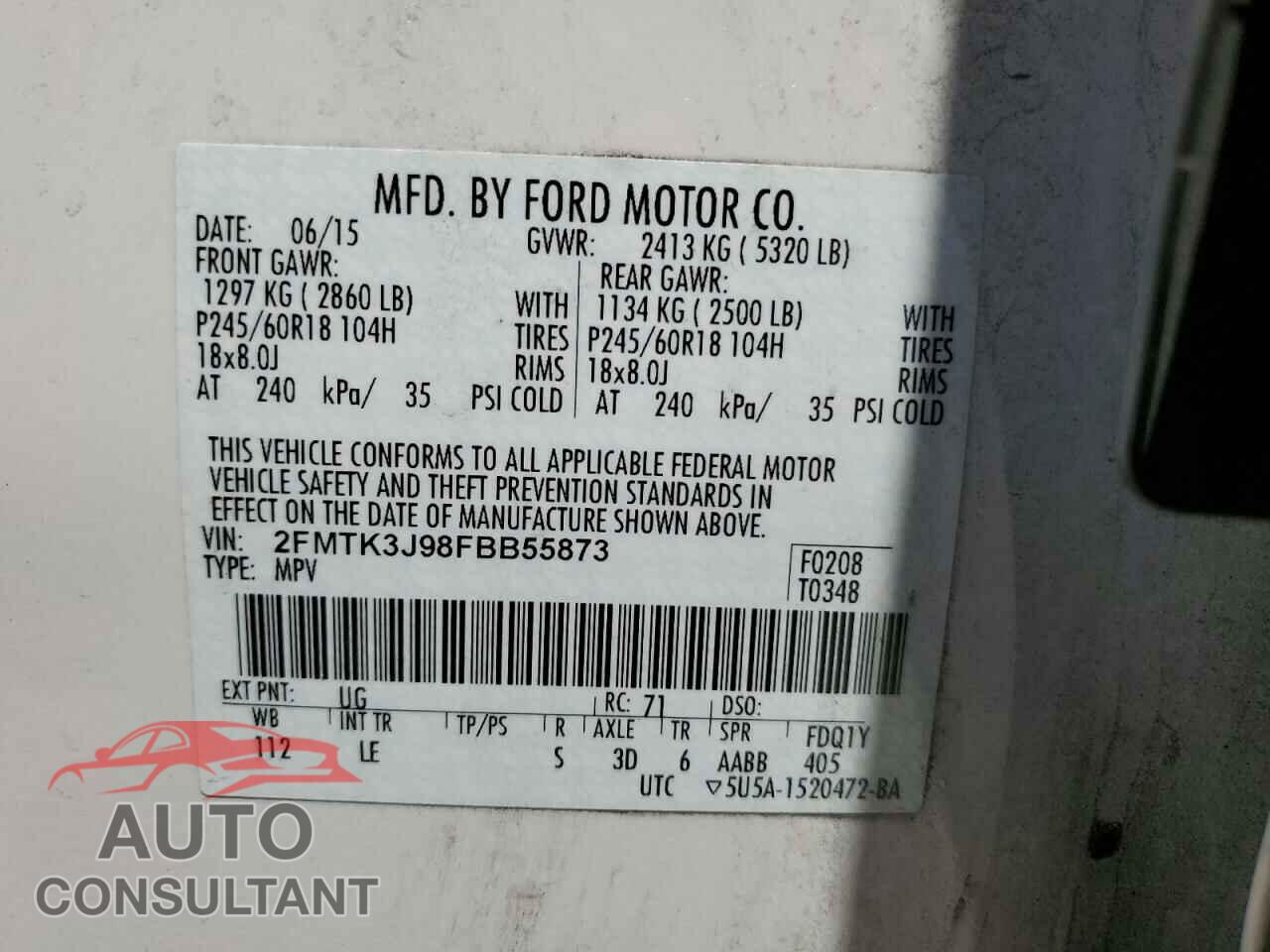 FORD EDGE 2015 - 2FMTK3J98FBB55873