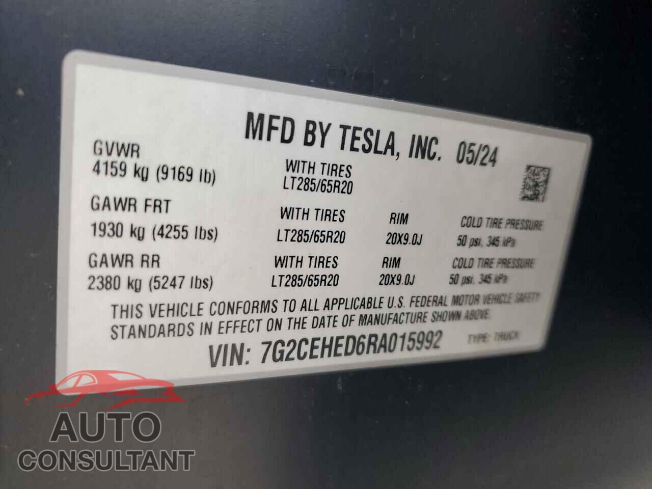 TESLA CYBERTRUCK 2024 - 7G2CEHED6RA015992