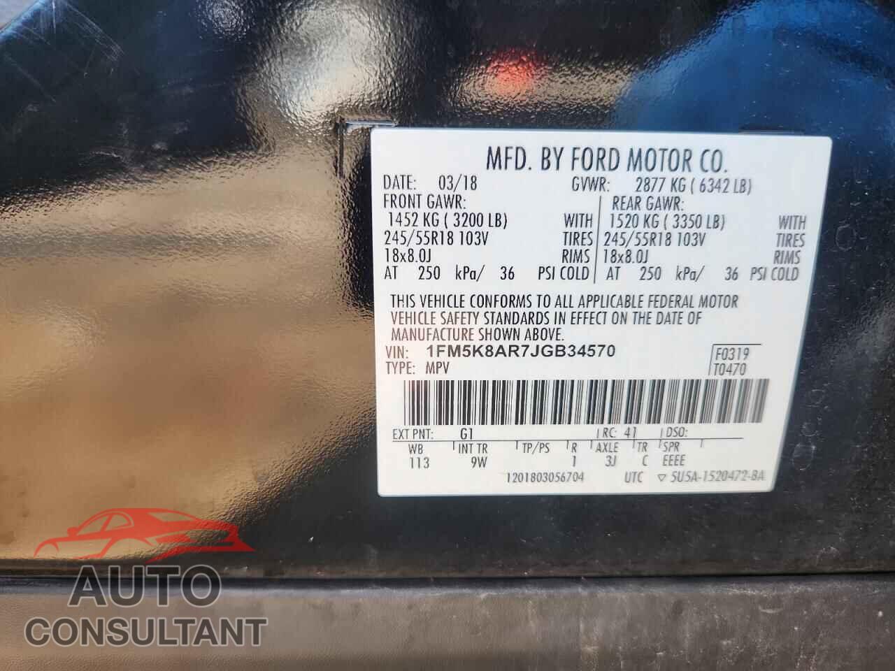 FORD EXPLORER 2018 - 1FM5K8AR7JGB34570